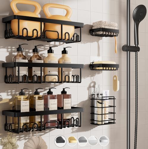 Veken 6-Pack Stainless Steel Shower Caddy Set