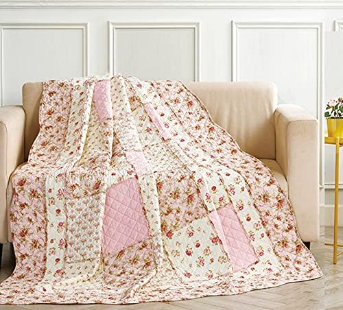 Cozyholy Cotton Patchwork Quilt Twin Size Reversible Bedspread