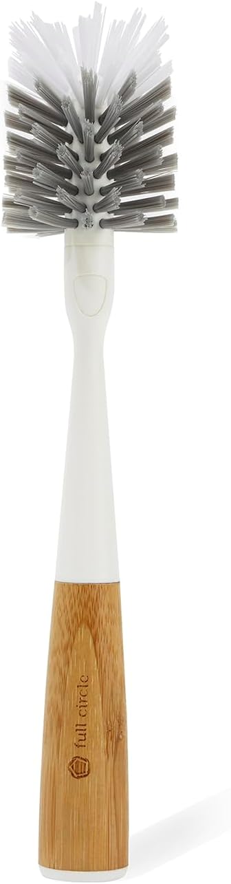 Full Circle Clean Reach Bottle Brush with Bamboo Handle and Replaceable Head