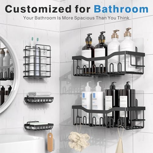 EUDELE Adhesive Shower Caddy 5 Pack Rustproof Stainless Steel Storage