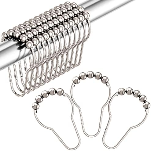 Amazer Decorative Stainless Steel Shower Curtain Hooks Set of 12