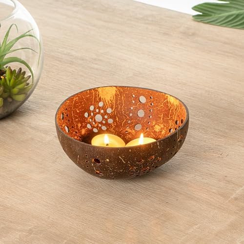 Restaurantware Coco Casa Coconut Shell Candle Holders 10 Reusable Tealight Holders