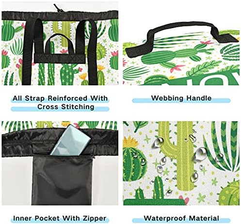 Cactus Laundry Bag Backpack with Dirty Clothes Organizer Extra Large Heavy Duty