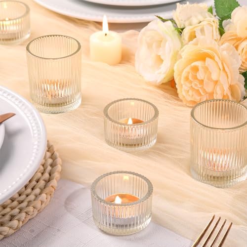 20pcs Assorted Ribbed Clear Tea Light Votive Candle Holders