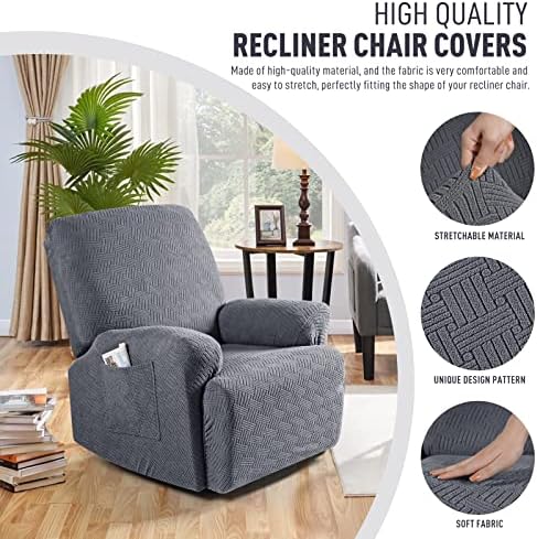 KinCam Recliner Chair Covers Dark Gray 1 Seater