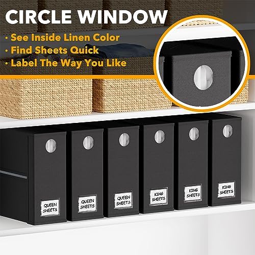 SpaceAid 6 Pack Bed Sheet Organizers Storage Black Foldable