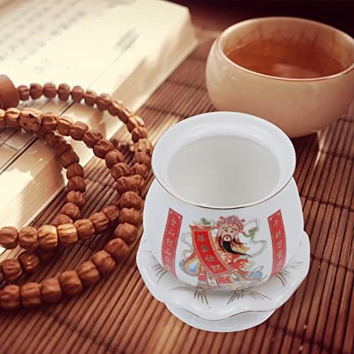VOSAREA Buddhist Water Offering Cup Ceramic Bowl for Meditation Supplies