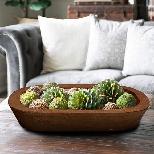 Royxen 4 Pack Wooden Dough Bowl Set Brown Rustic