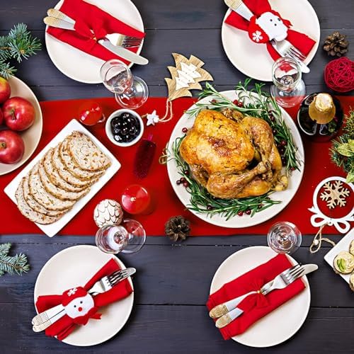 Bencailor 24 Pcs Red Satin Table Runner Set