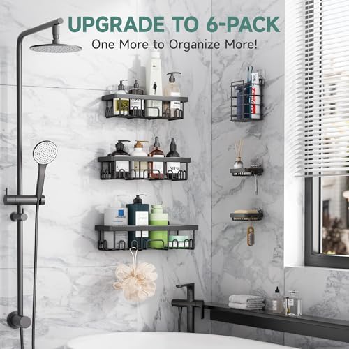 Veken 6-Pack Stainless Steel Shower Caddy Set