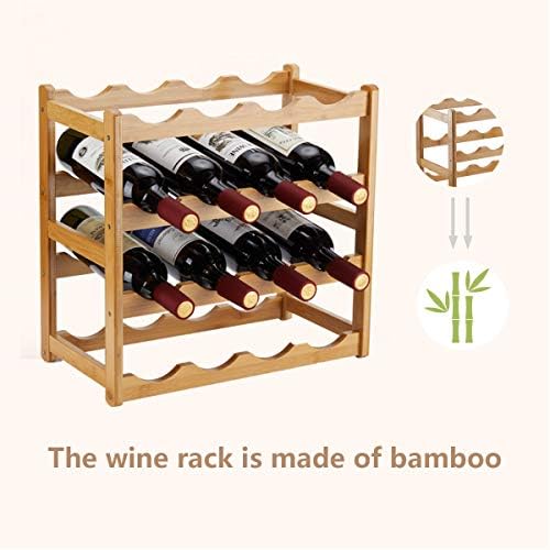 Bamboo Wine Rack with 4 Tiers for 16 Bottles