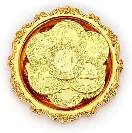 TINGKU Gold Spanish Las Arras de Boda Cristiana Set with Tray Plate