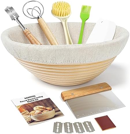 Kootek Banneton Proofing Basket Set with Dough Whisk and Lame
