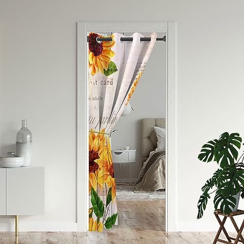 Sunflower Door Curtains for Doorway 59W x 80L