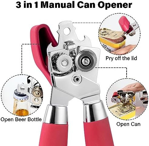 TJ POP Manual Can Opener Red Heavy Duty