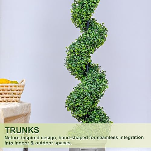 VIVATREES 3FT Spiral Boxwood Topiary Trees with Planter 2 Pack