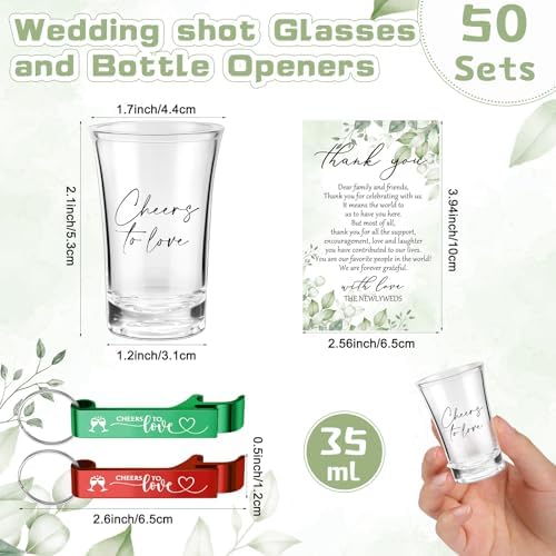 200 Pcs 50 Sets Wedding Favors Shot Glasses and Bottle Openers