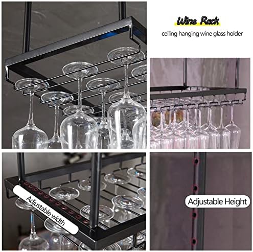 Suuim Iron Hanging Wine Glass Rack Black 60cm