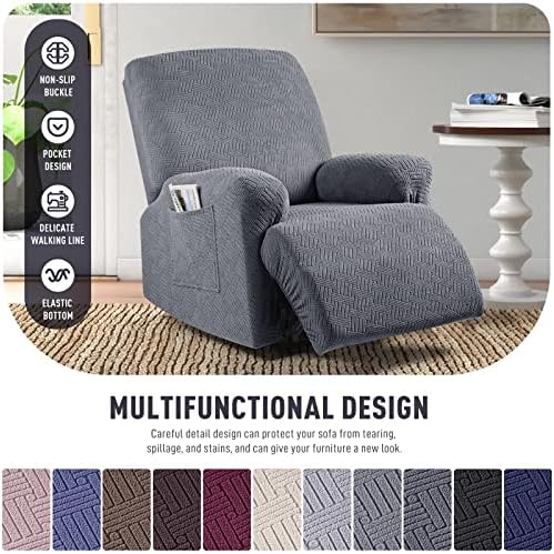 KinCam Recliner Chair Covers Dark Gray 1 Seater