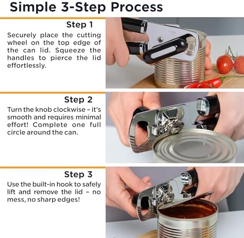 Deiss PRO Hand Held Can Opener Smooth Edge Heavy Duty Ergonomic Handle