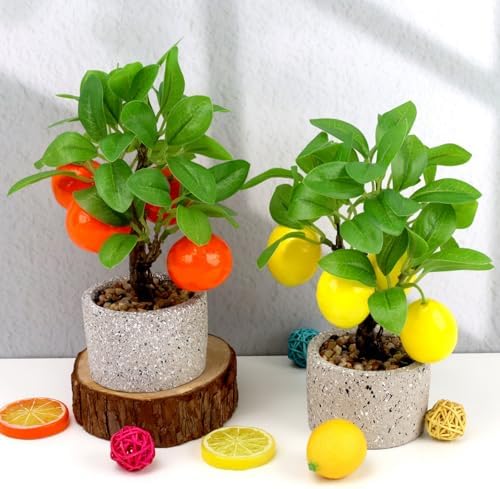 Woration Artificial Orange Tree Bonsai with Pot
