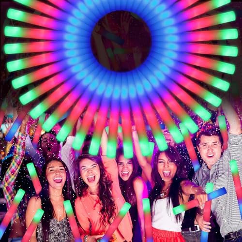 OLUPP 70 PCS LED Foam Glow Sticks with 3 Modes