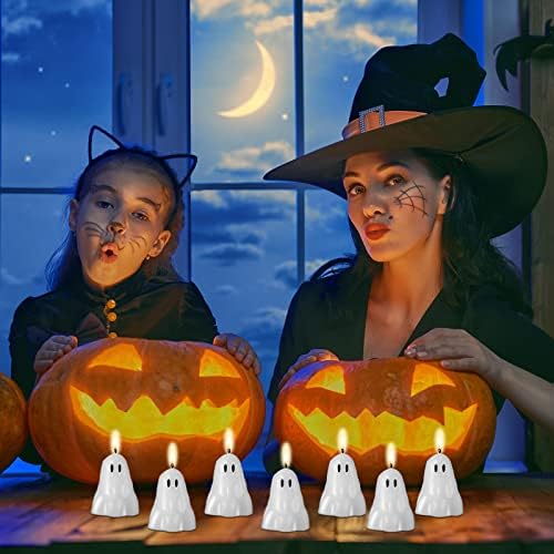 Jutom 10 Pack White Halloween Decor Candles