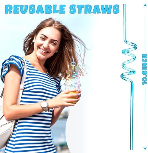 24 Reusable Art Straws with 2 Cleaning Brushes