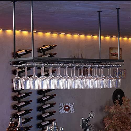 Suuim Iron Hanging Wine Glass Rack Black 60cm