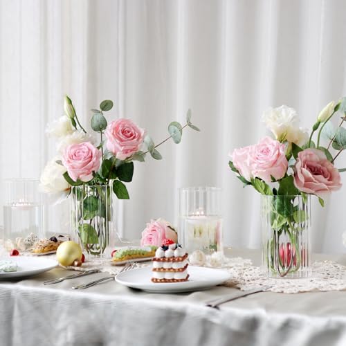 12Pcs Glass Cylinder Vases for Centerpieces