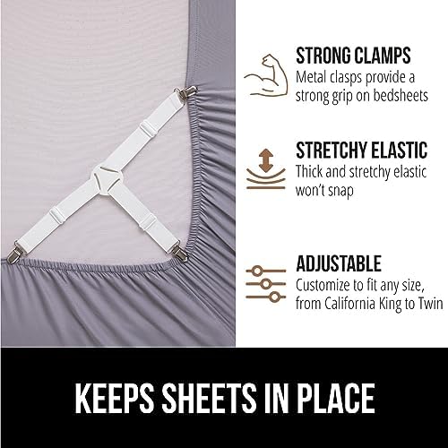 Gorilla Grip Sheet Straps with Metal Clips 4 Pack White