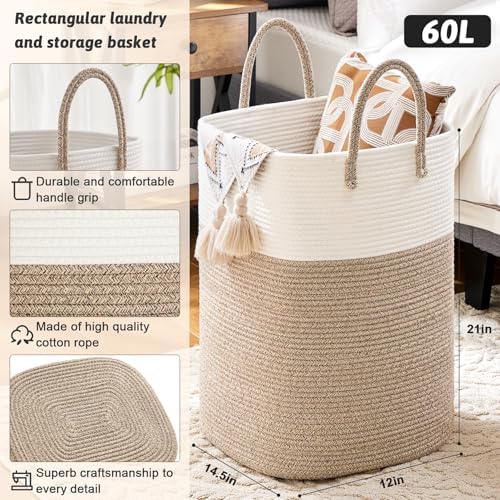 Artfeel Cotton Rope Laundry Basket 60L Hamper