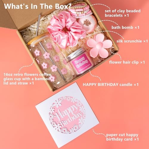 Cute Daisy Glass Cups Gift Set For Her Birthday