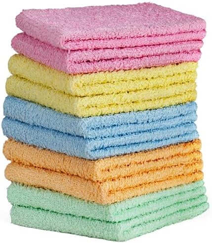 DecorRack 10 Pack 12x12 Inch Cotton Wash Cloths
