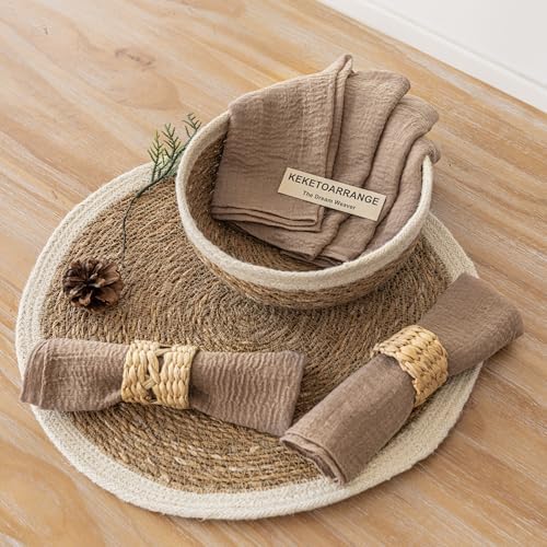 Keketoarrange Cheesecloth Napkins 17x17 Inches Reusable Bulk Set of 6 Nude