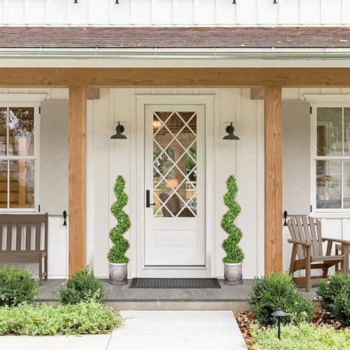 VIVATREES 3FT Spiral Boxwood Topiary Trees with Planter 2 Pack