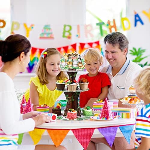 Nuenen Safari Cupcake Stand 3 Tier Jungle Theme Decor