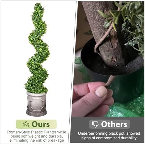VIVATREES 3FT Spiral Boxwood Topiary Trees with Planter 2 Pack