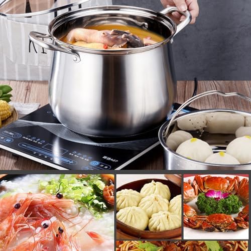 SVRITE 109Qt Stainless Steel Stock Pot with Lid and Steamer Basket