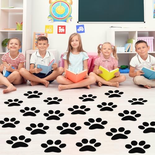 ReliThick 30 Pcs Large Pawprint Floor Decals Black