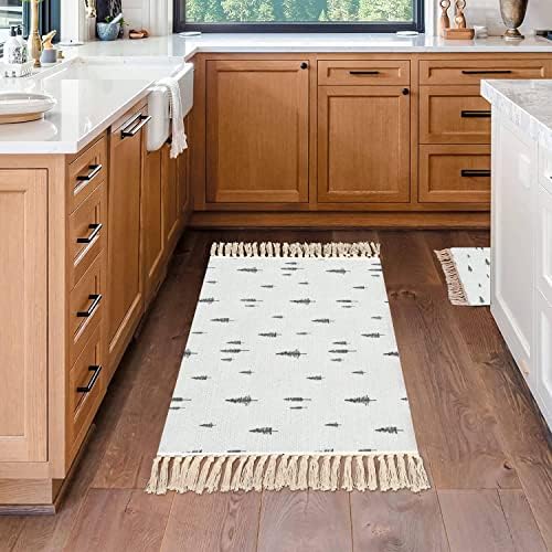 Boho Style Area Rug with Tassels for Kids Room