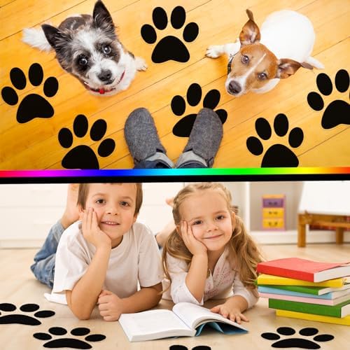 ReliThick 30 Pcs Large Pawprint Floor Decals Black