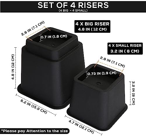 Utopia Bedding Bed Risers Set of 4 Black 3 5 8 Inch