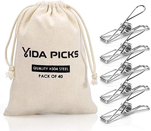 40 Pack Heavy Duty Stainless Steel Clothes Pins for Outdoor Use
