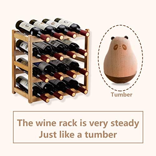 Bamboo Wine Rack with 4 Tiers for 16 Bottles