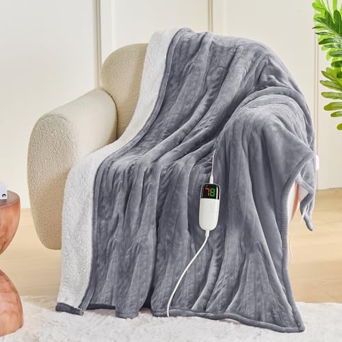 Greenoak Heated Blanket Electric Throw 50 x 60 Misty Grey