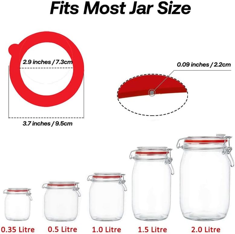 Silicone Gasket Replacement for Mason Jar Lids 10pcs Red Airtight Seals