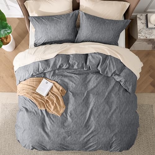 Bedsure King Duvet Cover Set - 3 Piece with Zipper Closure and Cationic Print