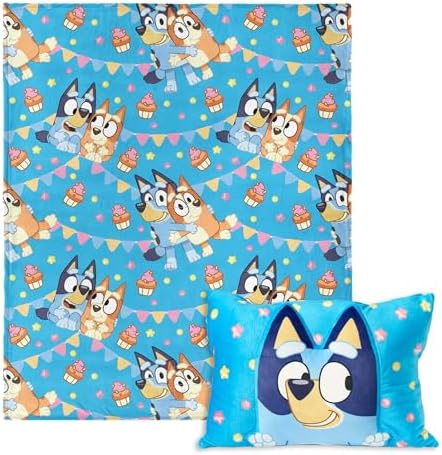 NORTHWEST Bluey Party Pups Throw Blanket with Plush Pillow Set