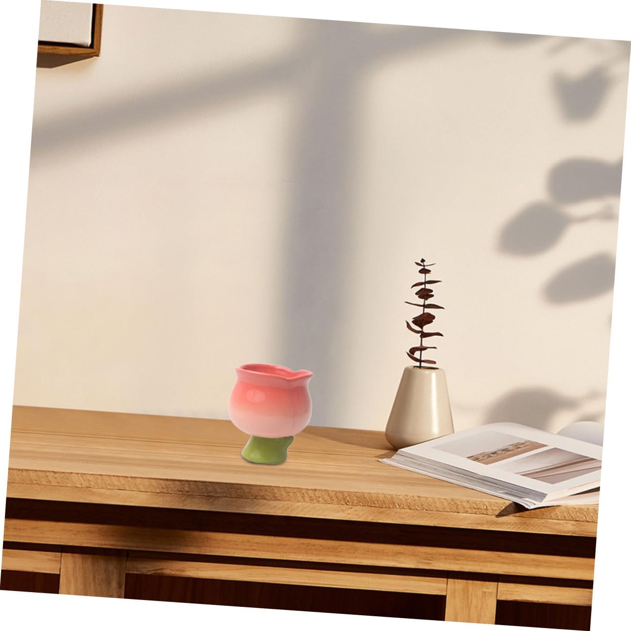Elegant Tulip Ceramic Ice Cream Cup Multifunctional Mug